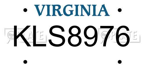 KLS8976 Virginia License Plate