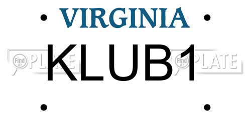 KLUB1 Virginia License Plate