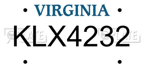 KLX4232 Virginia License Plate
