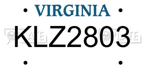 KLZ2803 Virginia License Plate