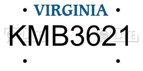 KMB3621 Virginia License Plate