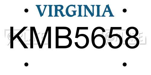 KMB5658 Virginia License Plate