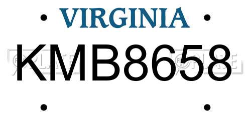 KMB8658 Virginia License Plate