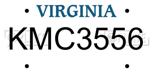 KMC3556 Virginia License Plate