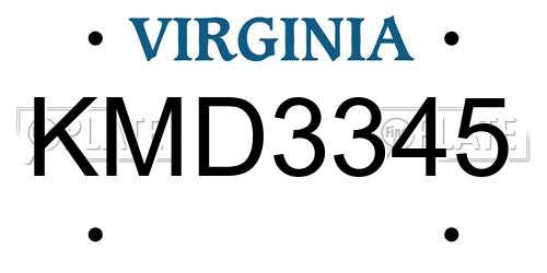 KMD3345 Virginia License Plate