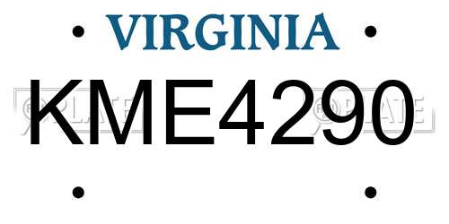 KME4290 Virginia License Plate