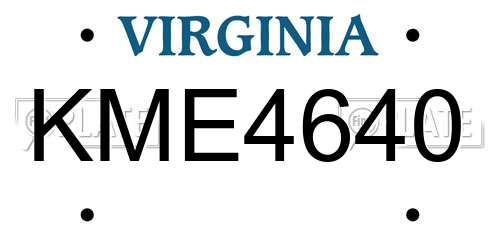 KME4640 Virginia License Plate