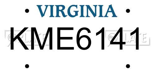 KME6141 Virginia License Plate