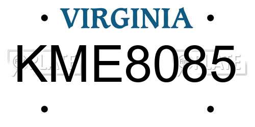 KME8085 Virginia License Plate