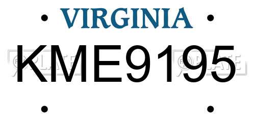 KME9195 Virginia License Plate