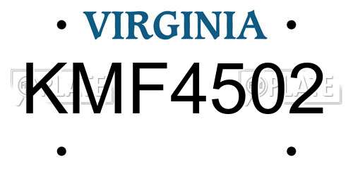 KMF4502 Virginia License Plate