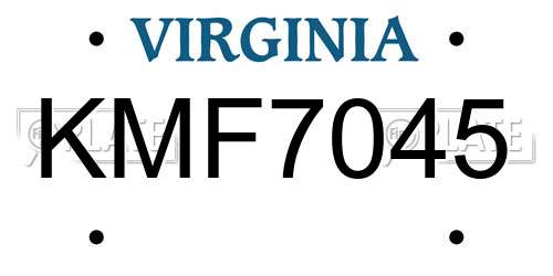 KMF7045 Virginia License Plate