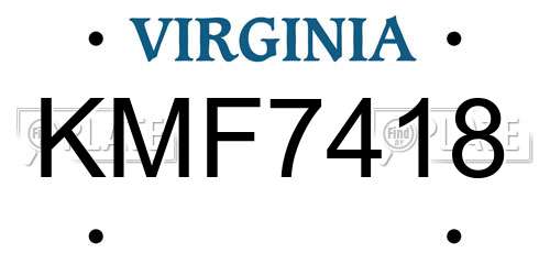 KMF7418 Virginia License Plate