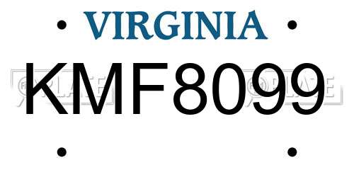 KMF8099 Virginia License Plate