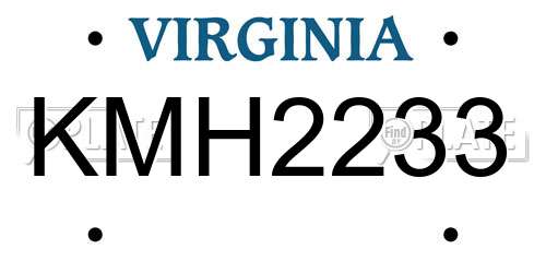 KMH2233 Virginia License Plate