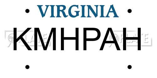 KMHPAH Virginia License Plate