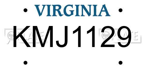 KMJ1129 Virginia License Plate