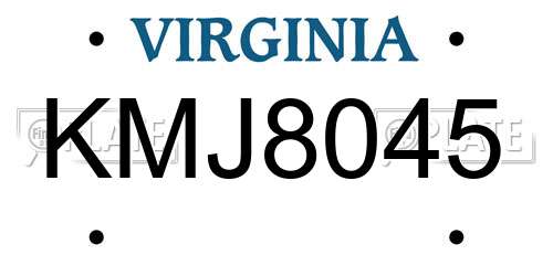 KMJ8045 Virginia License Plate