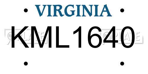 KML1640 Virginia License Plate