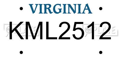 KML2512 Virginia License Plate