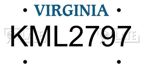KML2797 Virginia License Plate