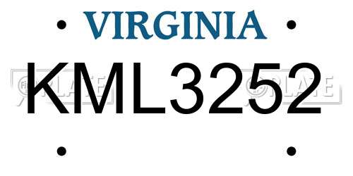 KML3252 Virginia License Plate