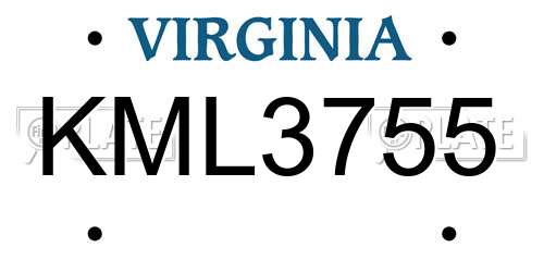 KML3755 Virginia License Plate