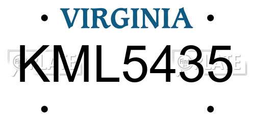 KML5435 Virginia License Plate