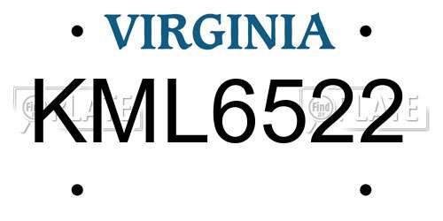 KML6522 Virginia License Plate