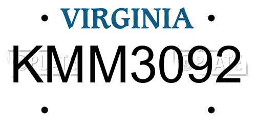 KMM3092 Virginia License Plate