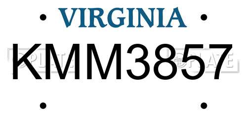 KMM3857 Virginia License Plate
