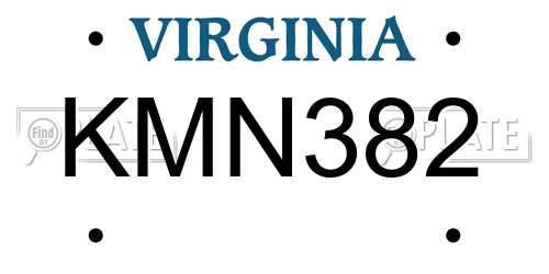 KMN382 Virginia License Plate