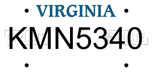 KMN5340 Virginia License Plate