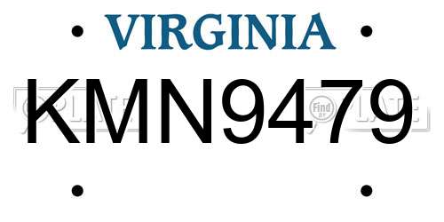 KMN9479 Virginia License Plate
