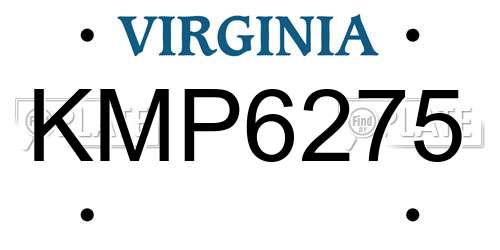 KMP6275 Virginia License Plate