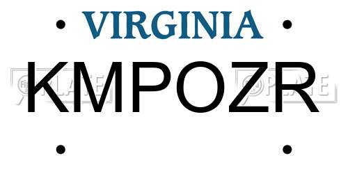 KMPOZR Virginia License Plate