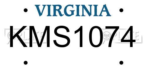 KMS1074 Virginia License Plate