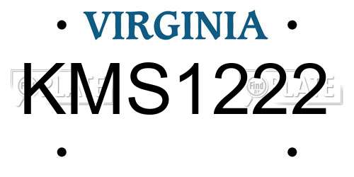 KMS1222 Virginia License Plate