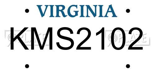 KMS2102 Virginia License Plate