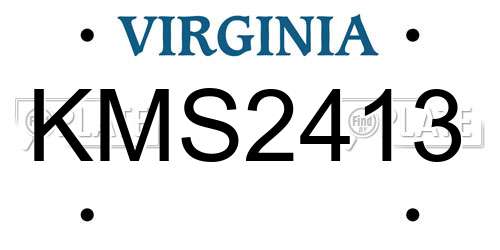 KMS2413 Virginia License Plate