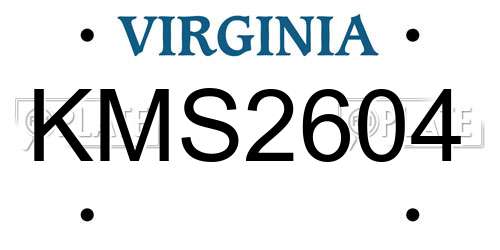 KMS2604 Virginia License Plate
