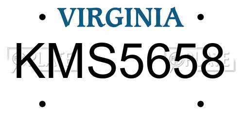 KMS5658 Virginia License Plate