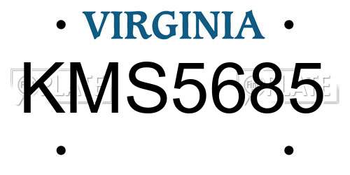 KMS5685 Virginia License Plate