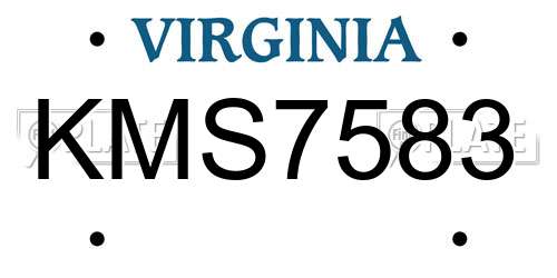 KMS7583 Virginia License Plate