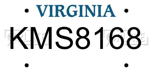 KMS8168 Virginia License Plate