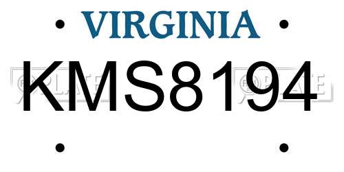KMS8194 Virginia License Plate
