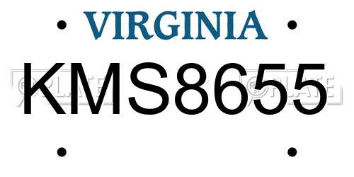 KMS8655 Virginia License Plate