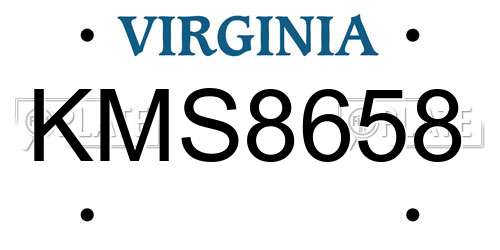 KMS8658 Virginia License Plate