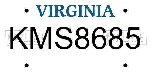 KMS8685 Virginia License Plate