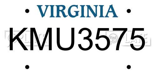 KMU3575 Virginia License Plate